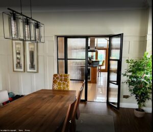 Internal Crittall style doors with Reed glass